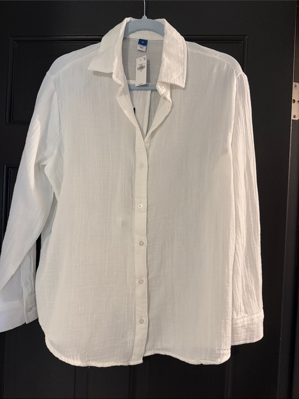 NWT Old Navy White Tie Back Button Down Linen Blend Shirt Blouse XS